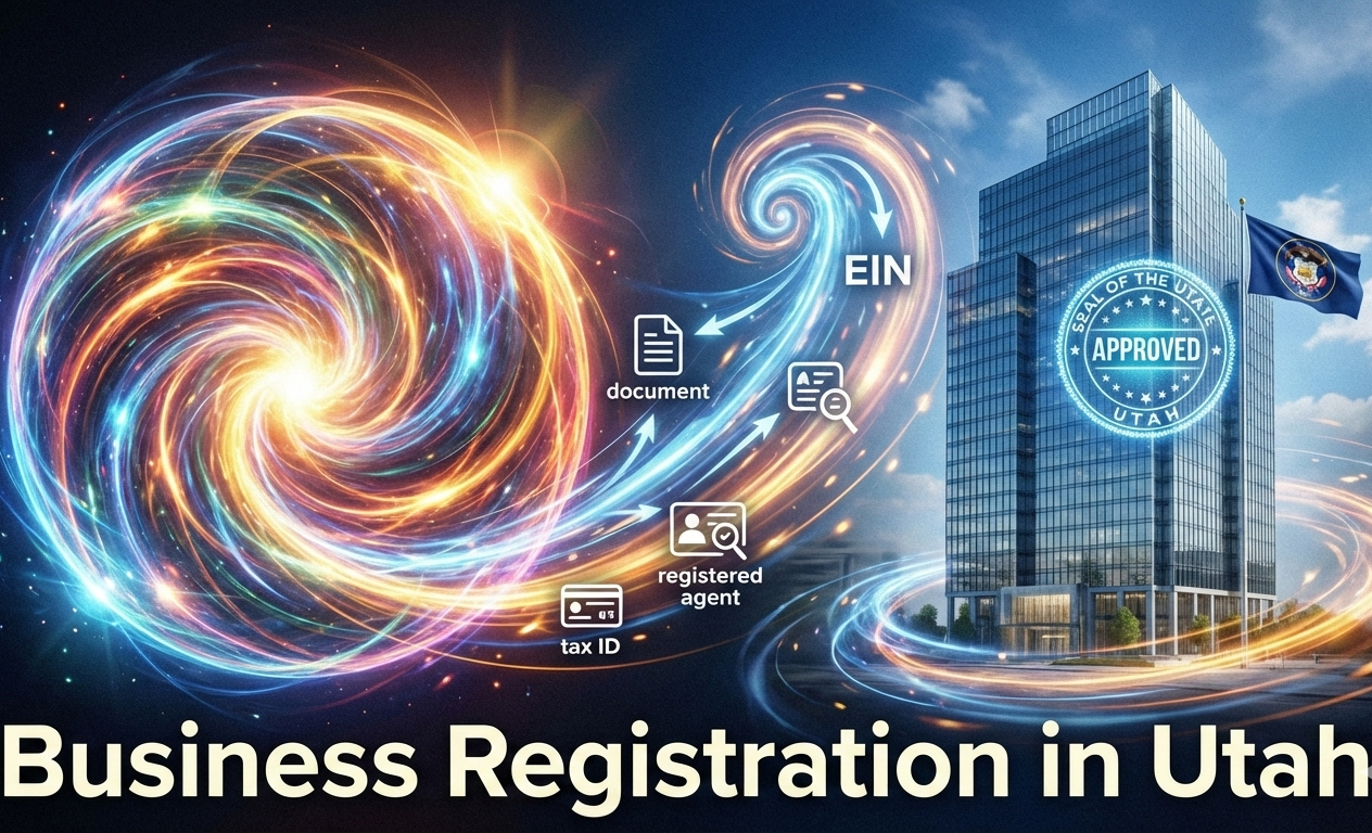 A modern glass skyscraper stands against a bright sky, featuring a glowing 